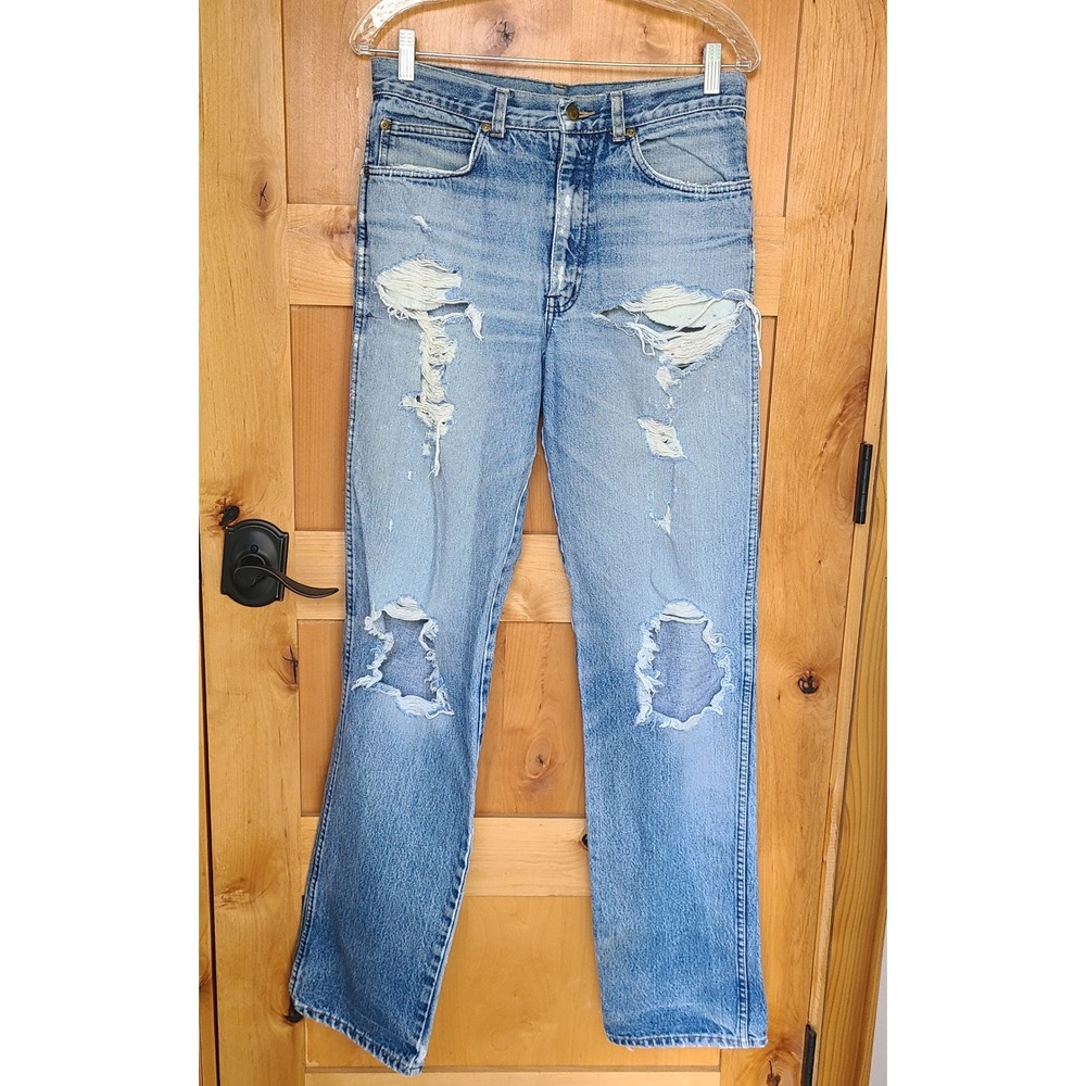Vintage Y2K Lawman 30x34 Light Wash Preppy Denim Straight‎ Leg Distressed Jeans